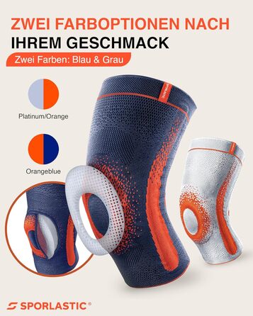 Колінний бандаж GENU-HiT Supreme для правого та лівого коліна - Медичний бандаж для коліна з кільцем надколінка та бічними стабілізаторами для оптимальної стабільності коліна у повсякденному житті - Платиновий розмір 6