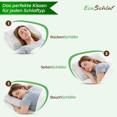 Ортопедична подушка для шиї преміум-класу сертифікована подушка для сну на боці, подушка для шиї з мякої піни з ефектом памяті ергономічна подушка, полегшення болю в шиї, подушка проти хропіння (сіра) сіра подушка