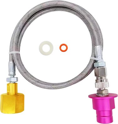 Адаптер CO2 для машини з газованою водою Швидке підключення шланга Пряме підключення від бака CO2 до машини для газованої води, сумісний з машиною Terra Art Gaia Duo Aqua Fizz, яка використовує рожевий циліндр CO2