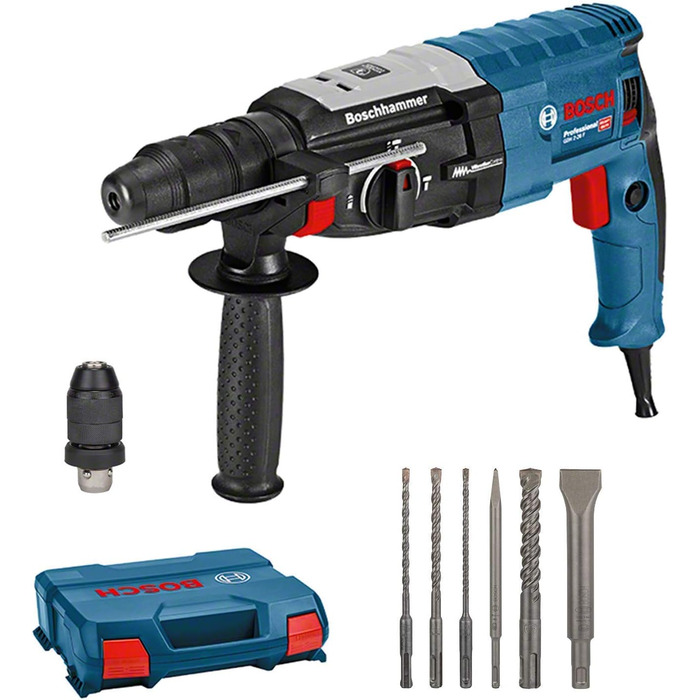 Перфоратор Bosch Professional GBH 2-28 F (потужність 880 Вт, макс. діаметр свердління бетону 28 мм, у комплекті набір свердел і зу