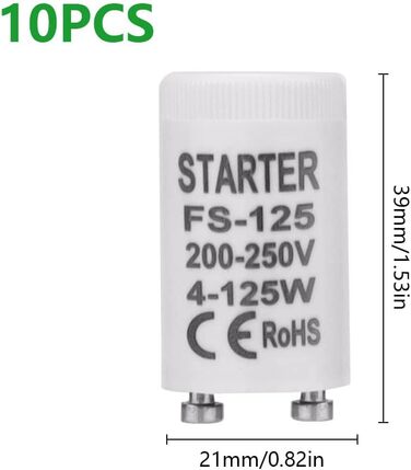 Стартер для люмінесцентних ламп 4-125 Вт стартер longlife 220-240V стартер для люмінесцентної лампи люмінесцентної лампи, 10 шт.
