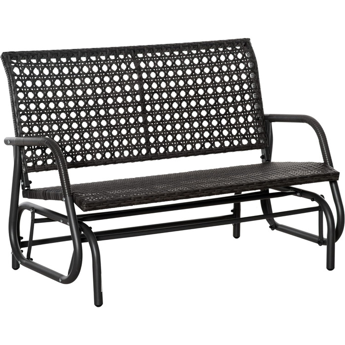 Лавка-гойдалка Outsunny Poly Rattan 70 x 120 x 84 см 2-місна зі спинкою для саду темно-сірий