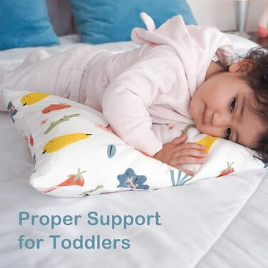 Дитяча подушка Moonrite з наволочкою, 100 бавовна, м'яка, дихаюча, можна прати, маленька подушка для малюків і дітей для ліжка, мі