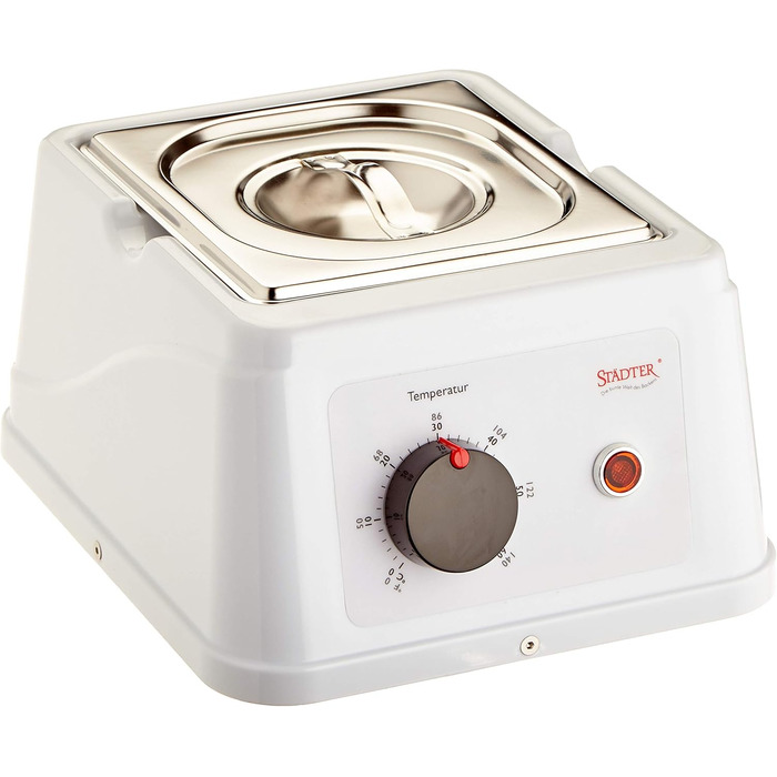 Штадтер Блок контролю температури з контейнером з нержавіючої сталі білий Для розтоплення та темперування шоколаду та кувертюру до 60C Standard White