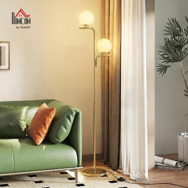 Стільний LED-торшер HOMCOM зі скляними плафонами-кулями, 3 режими кольорової температури, золотий, для офісу та дому