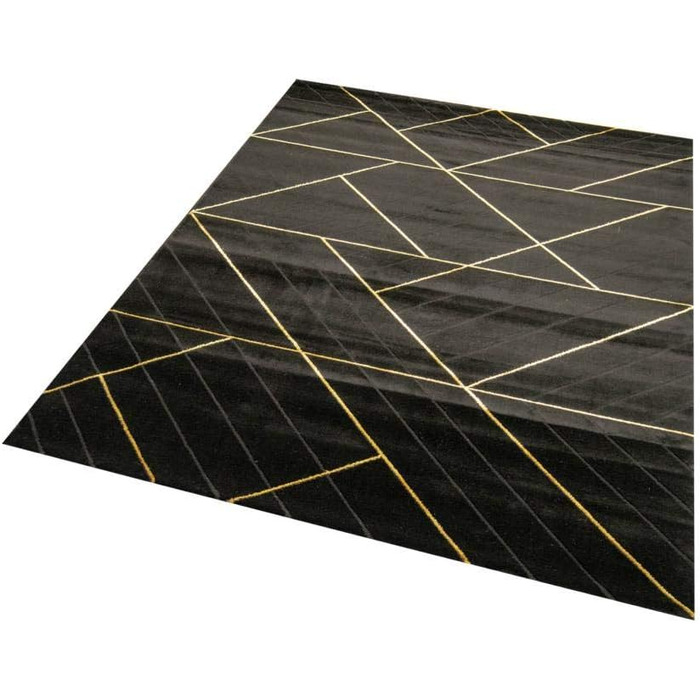 Килим для вітальні сучасний килим геометричний візерунок чорне золото розмір 240 x 340 см