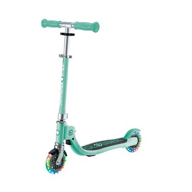 Дитячий самокат Globber Flow Foldable Junior Lights складаний, з підсвічуванням коліс та регульованим кермом, від 3 років, м'ятний