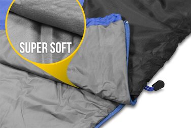 Ультралегкий спальний мішок normani Runty КОМПАКТНИЙ РОЗМІР Наповнювач з 3D мікрофібри Microtech, водонепроникний літній спальний мішок темно-синього кольору 210 см x 75 см x 60 см (правий)