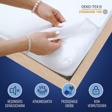 Наматрацник 120x200 см, водонепроникний та повітропроникний, виготовлений з бавовни (Oeko-TEX Standard 100), забезпечує захист матраца та вологи, служить наматрацником, можна прати при температурі 60C. 120 x 200 см
