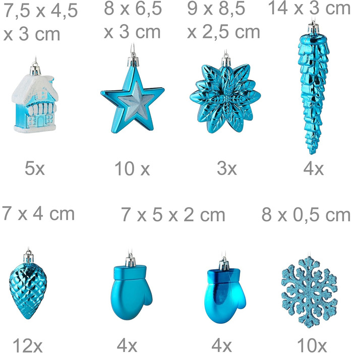 Різдвяні кульки набір із 100 шт бірюзовий Relaxdays