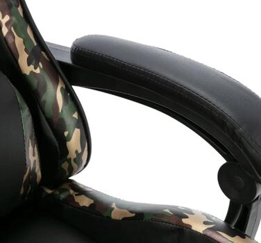 Елегантне ігрове крісло Ергономічне офісне крісло з підголівником та поперековою опорою - Ігрове крісло Офісне крісло, чорне та камуфляжне штучне шкіряне покриття