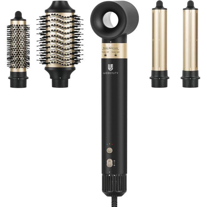 В 1 фен-стайлер для волосся, 110 000 об/хв, 20 М/с, 200 млн. негативних іонів, високошвидкісний безщітковий фен з теплою щіткою та