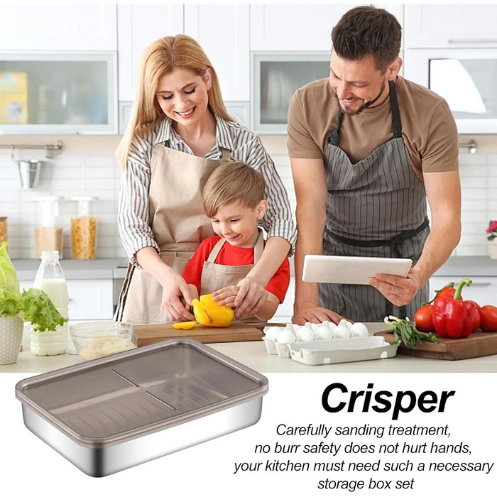 Контейнер для зберігання бекону з нержавіючої сталі піддон, коробка для збереження м'яса Рішення для зберігання жиру, підставка з піднятим дном, кухонний контейнер для зберігання бекону в домашніх умовах, набір 2 (19.5*14*4 см)