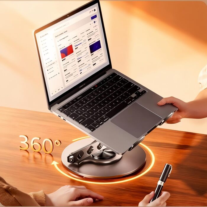 Підставка для ноутбука з регульованою висотою та поворотною базою на 360, компактна підставка-тримач для ноутбуків, сумісна з MacBook Air, Pro та ноутбуками 10-17,3 дюймів