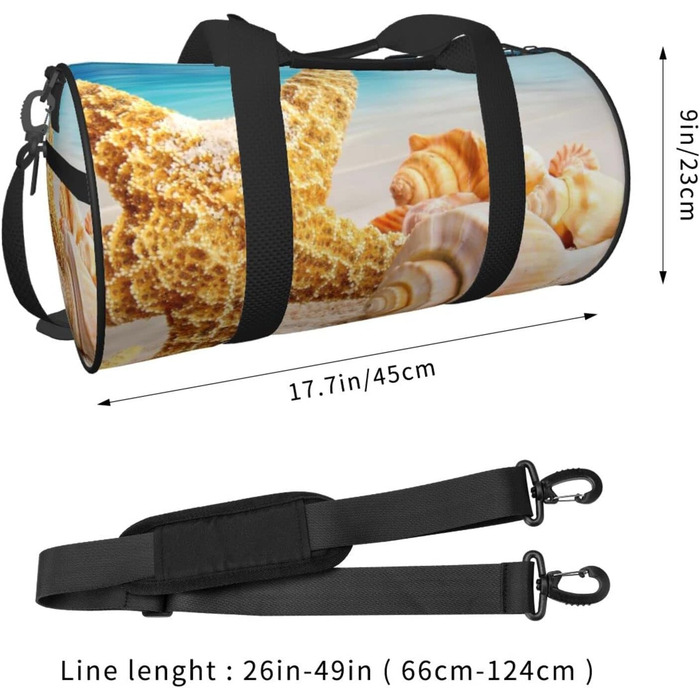 Дорожня сумка-циліндр з морським мотивом мушлі, океан, пляж - спортивна сумка для чоловіків та жінок