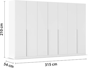 Меблі Rauch Alabama, шафа для спальні, дитячої кімнати, вітальні, гардеробної, передпокою, 7-дверна, з основними аксесуарами, колір білий, ширина 315 см