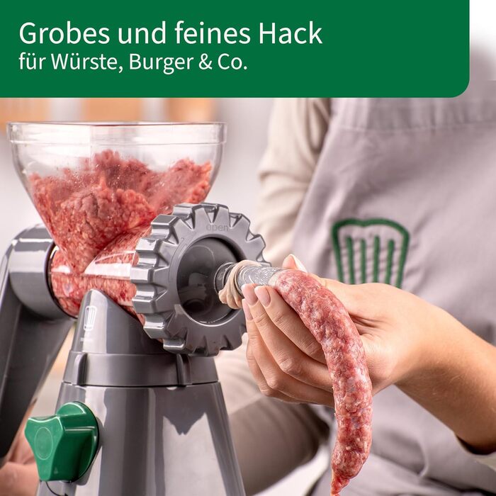 М'ясорубка FACKELMANN Chefkoch з насадкою для тіста - роторна м'ясорубка для м'яса або як прес для тіста для випічки - 2 перфорова