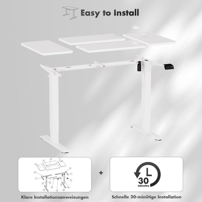 Стіл Flamaker з регульованою висотою, електричний стіл з регулюванням висоти для роботи сидячи та стоячи, комп&39ютерний стіл з функцією пам&39яті, міцний стіл для роботи стоячи, офісний стіл, 120 x 60 см, білуватий
