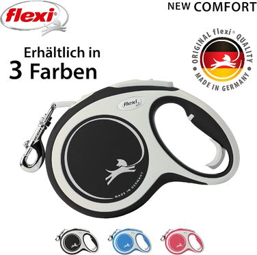 flexi® Comfort L Harness 8 м чорний, висувний повідець для собак до 50 кг