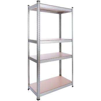 Надміцний стелаж Arebos 160 x 80 x 40 см Вантажопідйомність 320 кг Товщина 0,7 мм 4 полиці з МДФ Легке складання за допомогою системи вставок (гвинти не потрібні) Оцинкований