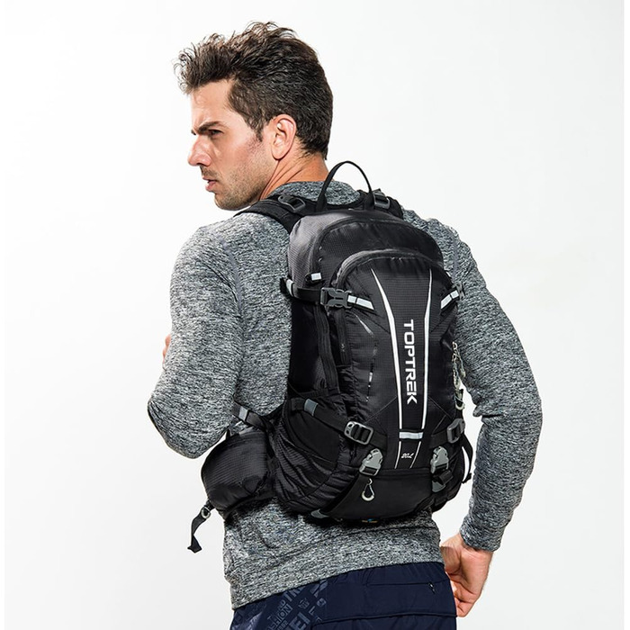 Велосипедний рюкзак Toptrek 20L Ultralight, чорний, водонепроникний, з дощовиком та чохлом для шолома, для MTB