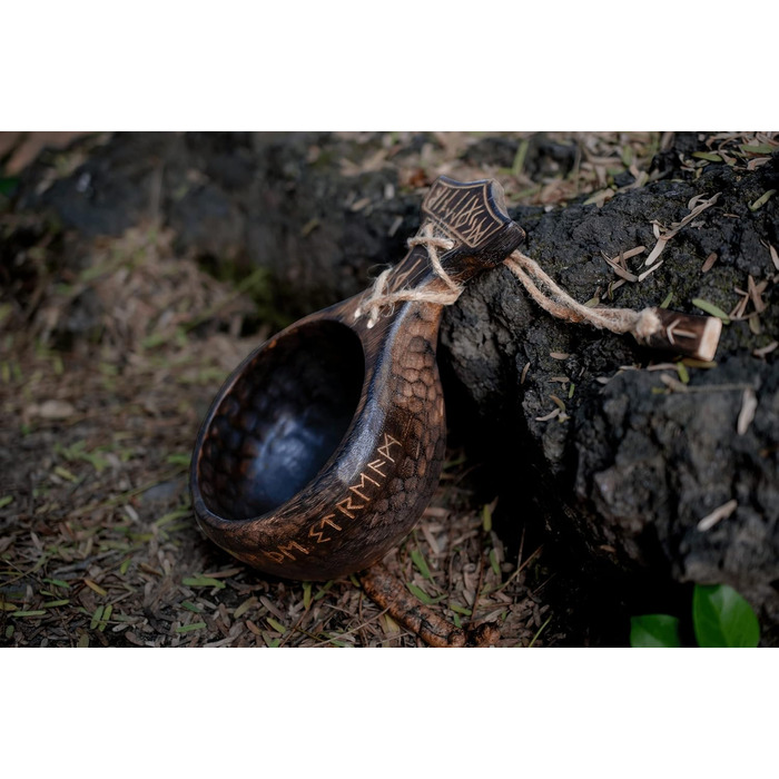 Традиційна чашка Кукса, 340 мл, унікальний глечик ручної роботи, легкий, міцний, середньовічний стиль, сільський дерев&39яний кухоль, кемпінговий кухоль, екологічно чистий