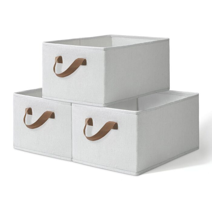 Коробка для зберігання одягу з тканини, складна, комплект з 3 шт. , великі розкладні коробки для білизни, ящики-органайзери з шухлядами для гардеробу, коробки для зберігання тканини, 472820 см, бежевий SEQ-B-1002-B