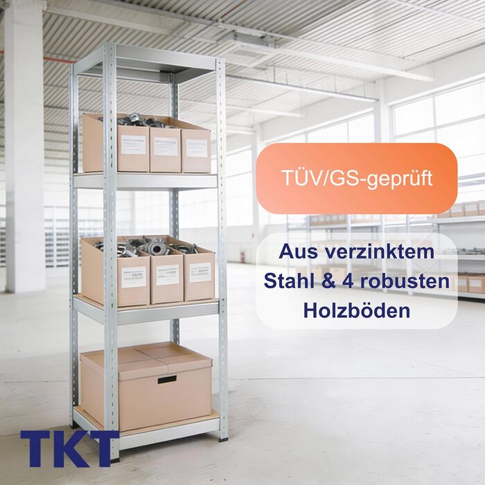 Стелаж Work System з дерев&39яними полицями 180x46x46 см - Оцинкований стелаж з вантажопідйомністю 175 кг на полицю. Міцний стелаж з 4 полицями для майстерень, віталень та підвалів.