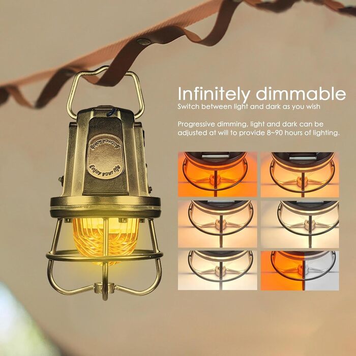 Ліхтар для кемпінгу Лампа з регульованою яскравістю та 4 колірними температурами - Світлодіодні лампи для кемпінгу - для походів на свіжому повітрі, відключення електроенергії, тентів, балкону, бронзовий