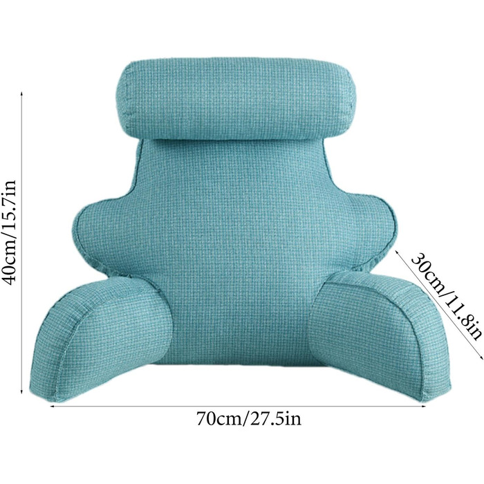 Подушка для читання для ліжка велика подушка з підлокітниками Подушка для ліжка, підтримка спини, підтримка ліжка довга подушка для голови, підтримка спини, підтримка спини сидіння, підтримуюча подушка, синя