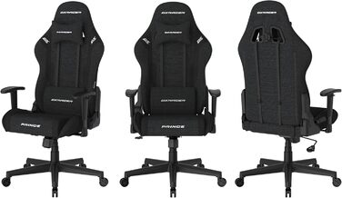 Ігрове/офісне/пильне крісло DXRacer Prince L PF132 з функцією гойдання, поворотне крісло з регульованою висотою, ергономічне крісло керівника, чорне, DXRacer PRINCE / тканина