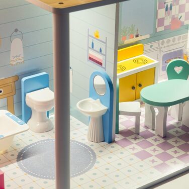 Дерев&39яний ляльковий будиночок 123 см зі світлодіодним підсвічуванням Великий ляльковий будиночок для дітей віком від 3 років з меблями та садом Ляльковий будиночок з підсвічуванням та аксесуарами Креативний ігровий будиночок для дівчаток