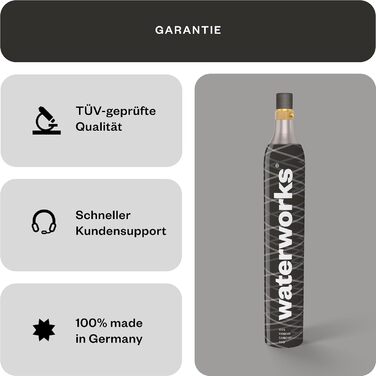 Водопровідна чорна 3 x CO2 циліндр I підходить для виробників газованої води Aarke, Grohe Blue і Brita I для заповнення до 60 л