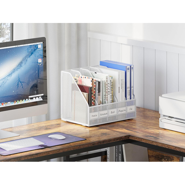 Металевий офісний органайзер EasyPAG A4 з 5 кишенями, тримач для документів, лоток для файлів, тримач для журналів, лоток для листів, органайзер для паперових журналів, білий