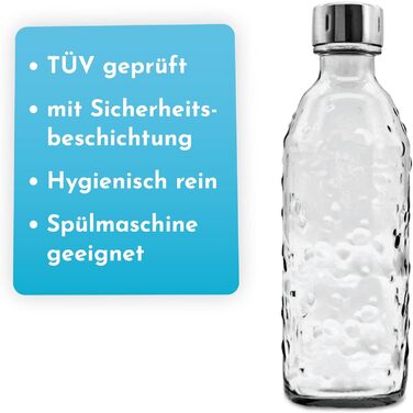 Скляна пляшка для виробників газованої води (SodaStream*, Aarke* та багато інших) 0,75 л в ретро образі Екологічна альтернатива.