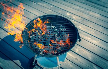 Мангал для вугілля Ø 44 см, мангал на 4 особи, мобільний чайник-мангал з кришкою для подорожей/саду/балкону Чорний