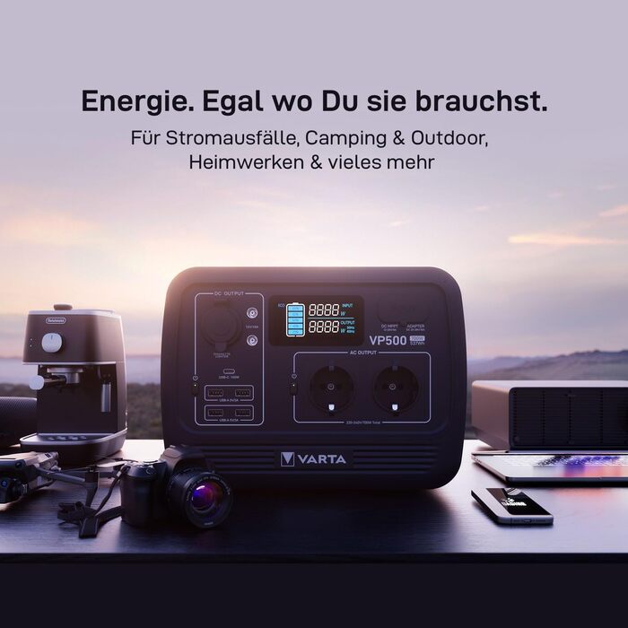 Портативна електростанція, генератор LiFePO4 537 Втгод, 700 Вт (пікова потужність 1400 Вт), акумулятор, аварійне живлення для кемпінгу, відпочинку та відключень електроенергії., 500