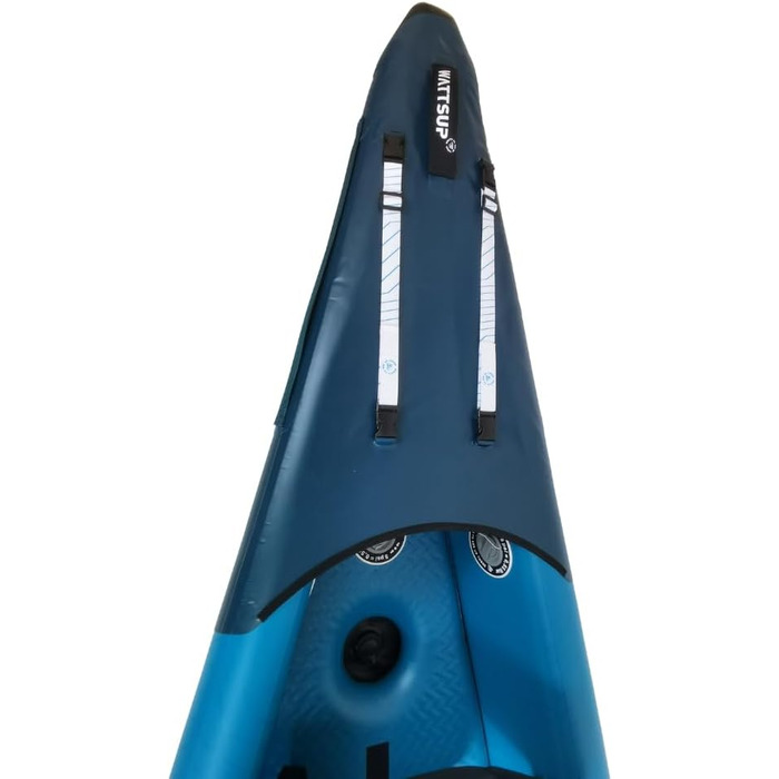 Надувний каяк Wattsup серія Torpedo, 3-місний 476 x 80 см (15&396 x 31 дюйм) 100 високий тиск/крапельний стібок повний комплект весло з двома сидінням, насос, сумка для перенесення до 235 кг синій