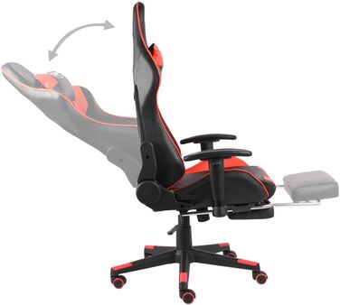 Геймерське крісло з підставкою для ніг, обертове, червоний ПВХ, ергономічне обертове крісло з високою спинкою та 2 подушками, регульоване по висоті комп&39ютерне крісло з висувною підставкою для ніг для офісу