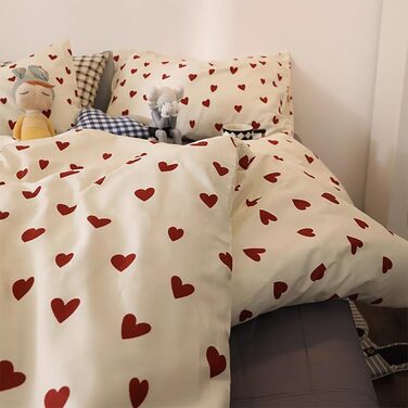 Постільна білизна для дівчаток 135x200 серця червоні дитячі комплект постільної білизни білий з червоними серцями 100 мікрофібра д