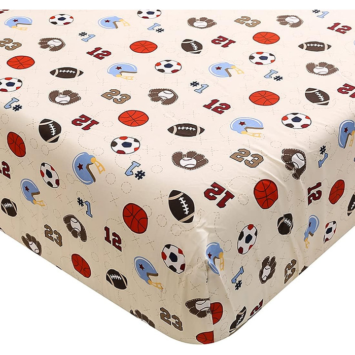 Комплекти постільної білизни для дитячого ліжечка Brandream для немовлят, хлопчиків, Happy Friends and Family Time, спортивний ком