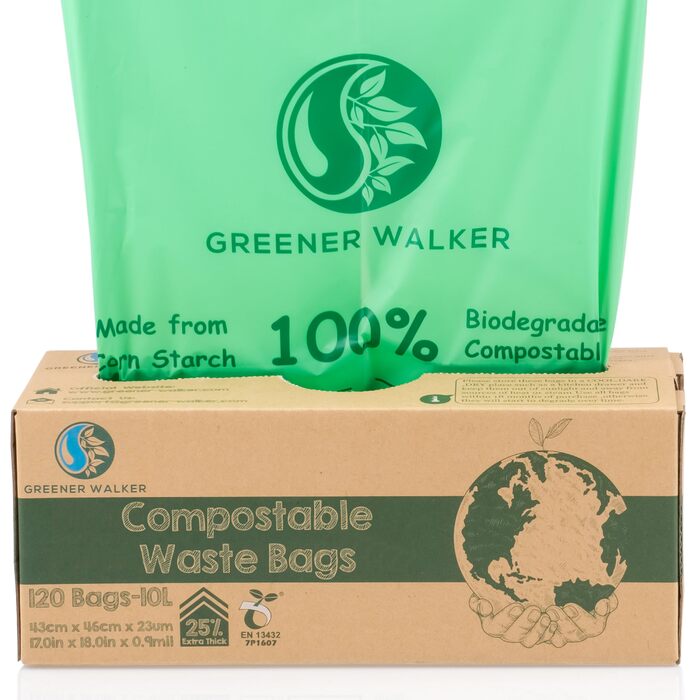 Біорозкладні компостовані пакети для сміття Greener Walker Extra Thick 25 6 л/10 л/30 л (10 л - 120 пакетів для сміття)