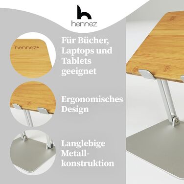 Підставка для ноутбука з дерева HENNEZ, регульована по висоті - для ноутбуків та MacBook - тримач для ноутбука, підставка для столу - ергономічна підставка для ноутбука