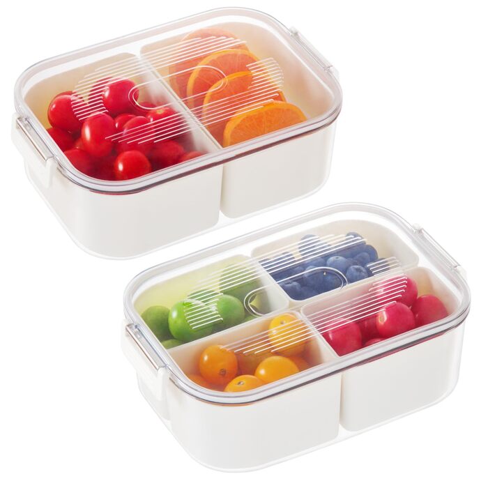 Розкішна коробка для снеків із 6 відділеннями, набір із 2 мисок для снеків для дітей, тарілки для снеків з кришками, багаторазова портативна коробка для снеків, горіхів, фруктів, спецій, подорожей, вечірок, пікніків, можна мити в посудомийній машині, біли