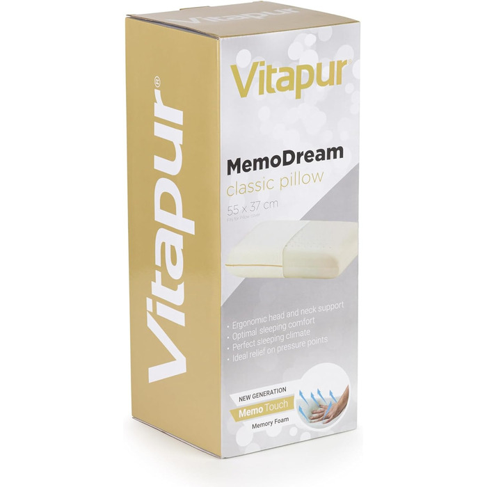 Ергономічна подушка для шиї та голови Vitapur MemoDream високоякісні матеріали, повітропроникність та стандарт Oeko-TEX 100 оптимальний комфорт сну для будь-якої пози B07FRDZC
