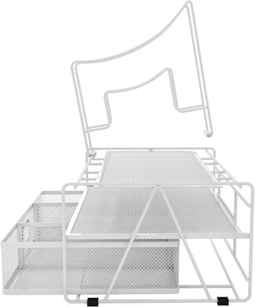 Металевий офісний органайзер EasyPAG A4 з 6 відділеннями, тримач для документів, лоток для файлів, тримач для журналів, лоток для листів, органайзер для паперових журналів з шухлядою для канцелярського приладдя, білий