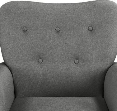 Сучасне крісло Yaheetech з вигнутою спинкою та дерев&39яними ніжками, м&39яке крісло-реклайнер, крісло під телевізор з підлокітниками, одномісний диван, зручні сидіння, темно-сірий, темно-сіра поліестерова тканина