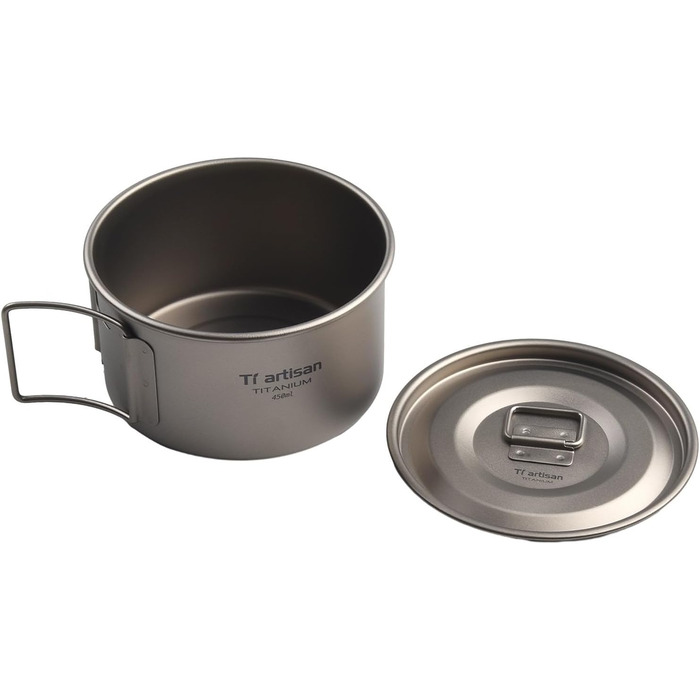 Кемпінгова миска зі складною ручкою, 450 мл або 600 мл, легкий, нержавіючий, безпечний для харчових продуктів посуд для походів, подорожей з рюкзаком та пікніків (450 мл з мисками 600 мл з