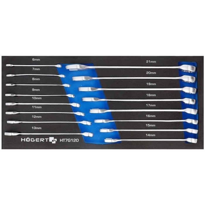 Набір ріжково - накидних ключів 16 шт., EVA HOEGERT 6-21 (HT7G120)