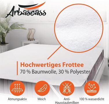 Наматрацник 140x200 см - 100 водонепроникний наматрацник Arbascass, сертифікований Oeko-TEX, наматрацник, бавовна, дихаючий, безшумний, 4 кутові гумки - ідеально підходить для дитячих ліжечок
